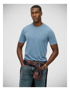 Athletic Emboss Relaxed Tee in Moonlight Blue