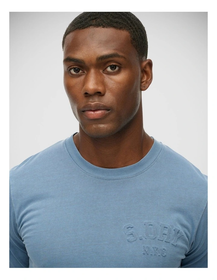 Athletic Emboss Relaxed Tee in Moonlight Blue image 3