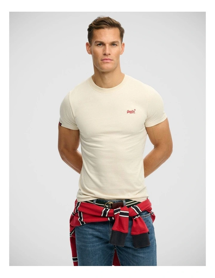 Essential Logo Tee in Birch/ Red image 1