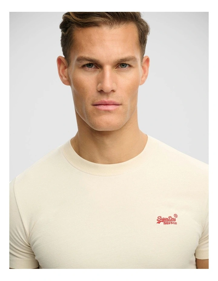 Essential Logo Tee in Birch/ Red image 3
