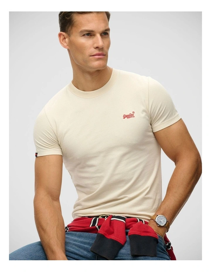 Essential Logo Tee in Birch/ Red image 4
