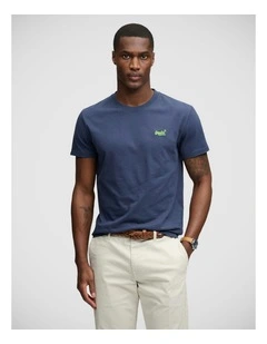 Essential Logo Tee in Lauren Navy/ Fluoro Lime