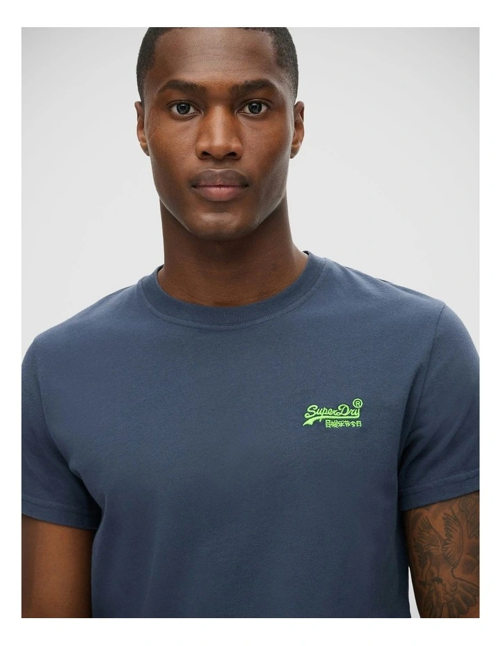 Essential Logo Tee in Lauren Navy/ Fluoro Lime image 3