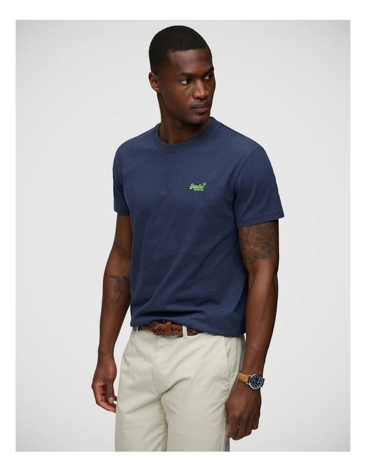 Essential Logo Tee in Lauren Navy/ Fluoro Lime image 4