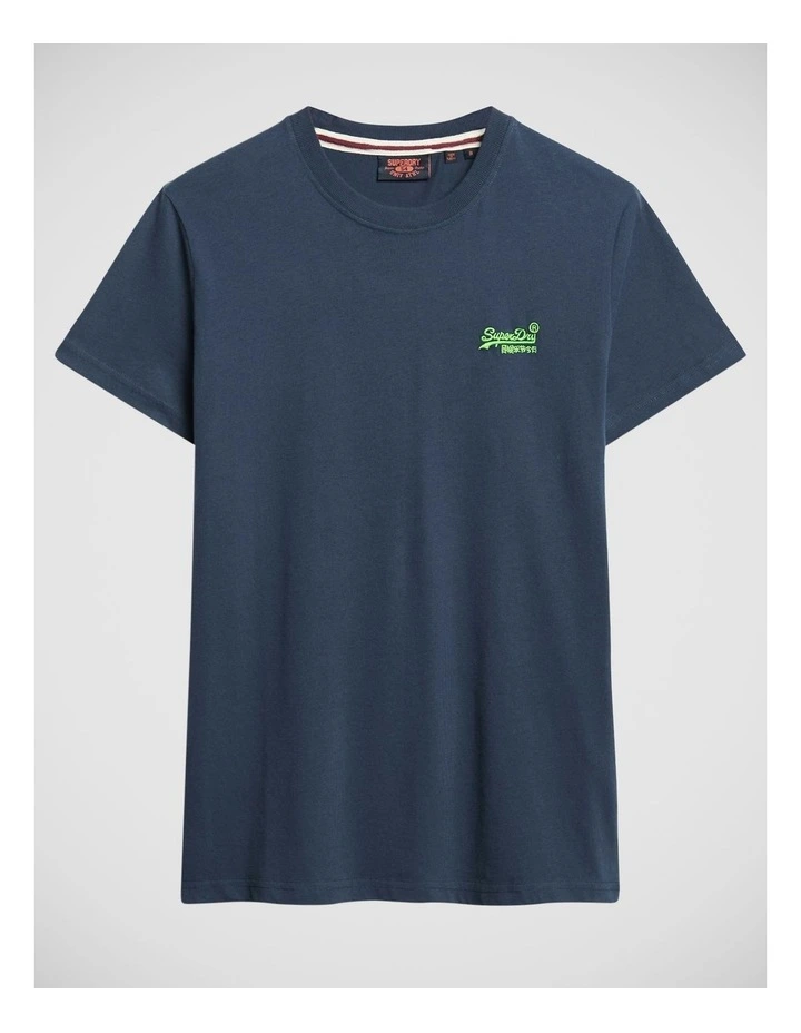 Essential Logo Tee in Lauren Navy/ Fluoro Lime image 7