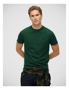 Essential Logo Tee in Pitch Green Marl