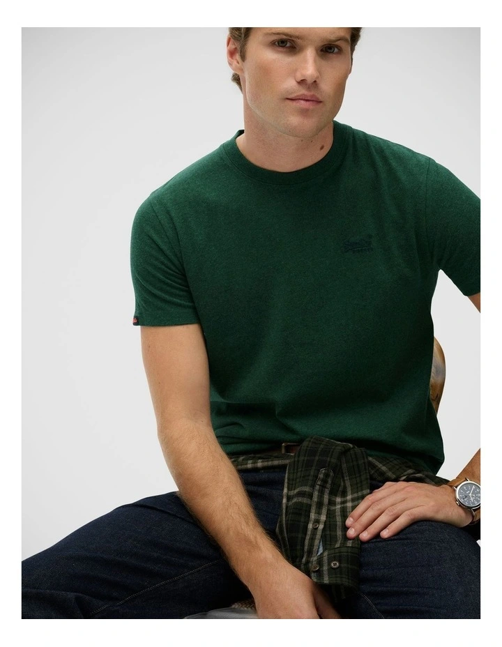 Essential Logo Tee in Pitch Green Marl image 4