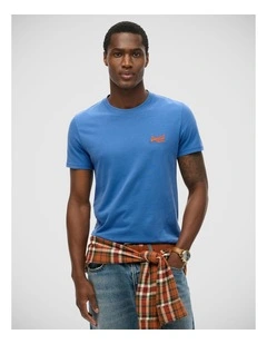 Essential Logo Tee in Monaco Blue/ Red