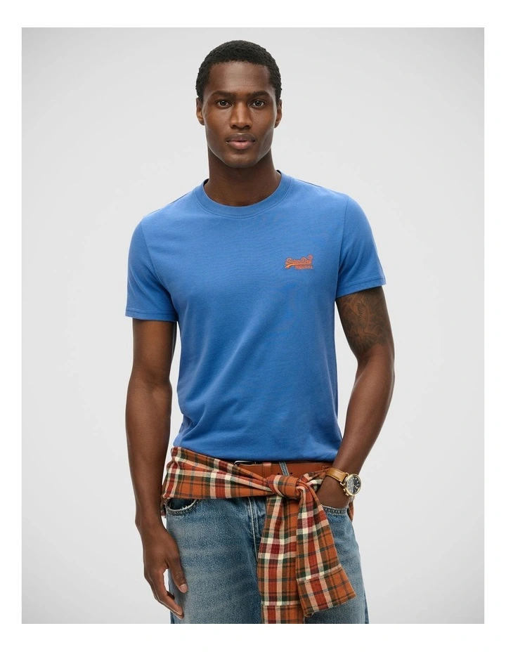 Essential Logo Tee in Monaco Blue/ Red image 1