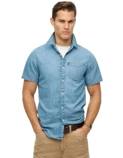Essential Short Sleeve Denim Shirt in Vintage Wash