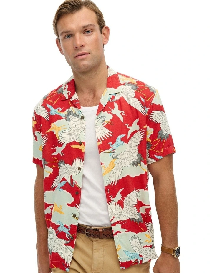 Merchant Hawaiian Shirt in Tsuru Red image 3