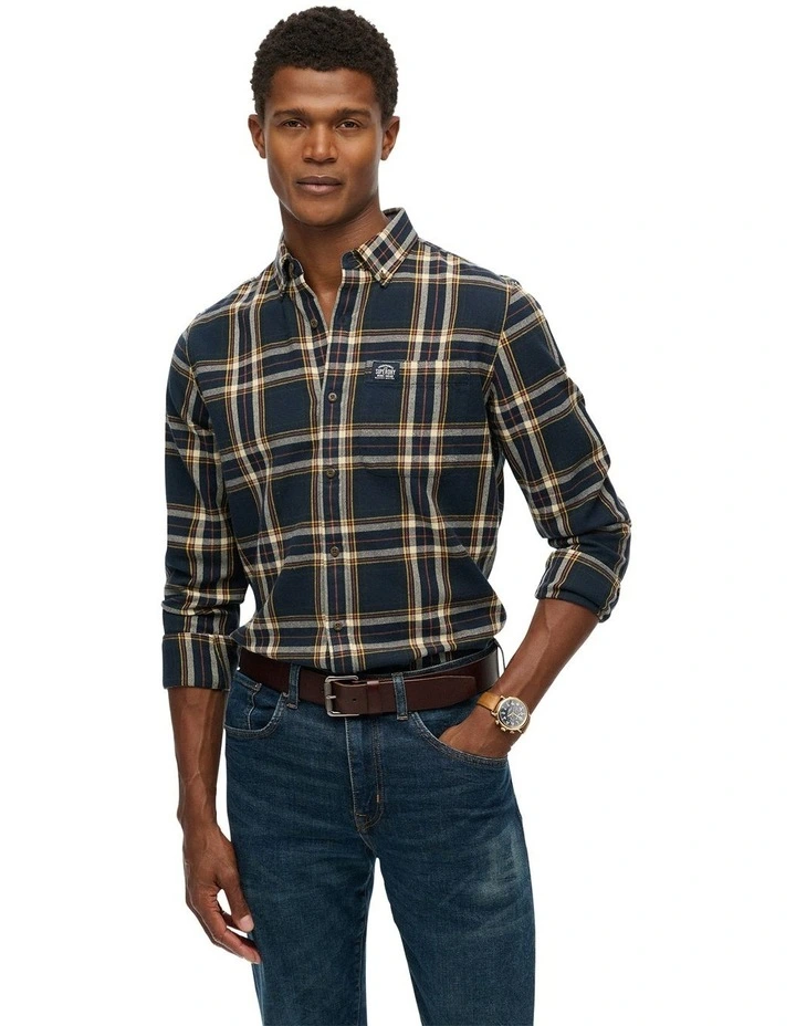 Cotton Lumberjack Long Sleeve Shirt in Bryce Check Navy image 1