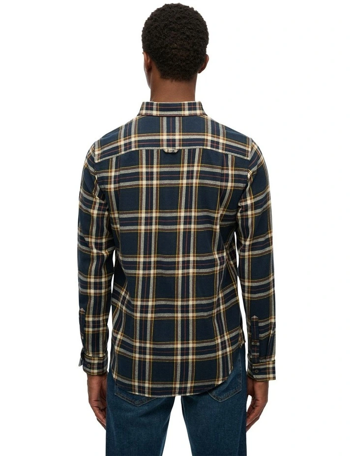 Cotton Lumberjack Long Sleeve Shirt in Bryce Check Navy image 2