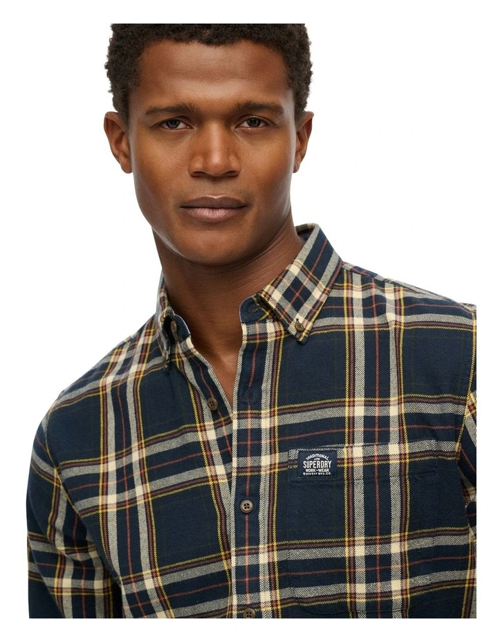 Cotton Lumberjack Long Sleeve Shirt in Bryce Check Navy image 3