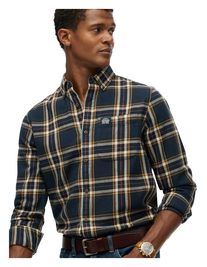Cotton Lumberjack Long Sleeve Shirt in Bryce Check Navy image 4