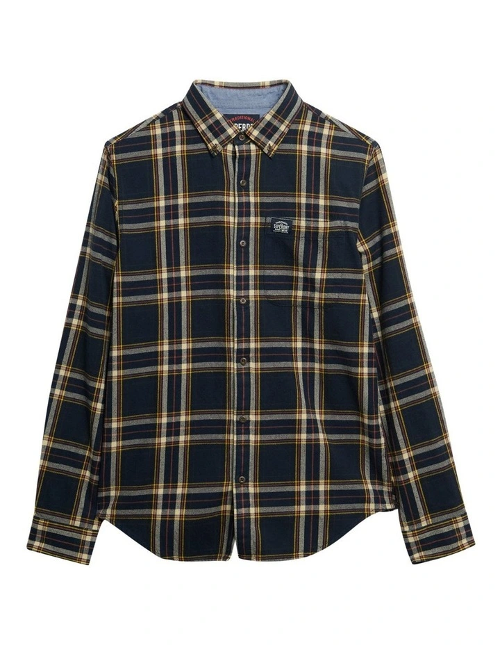 Cotton Lumberjack Long Sleeve Shirt in Bryce Check Navy image 7