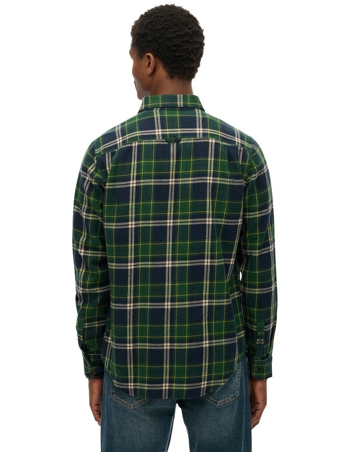 Cotton Lumberjack Long Sleeve Shirt in Peyton Check Navy image 2