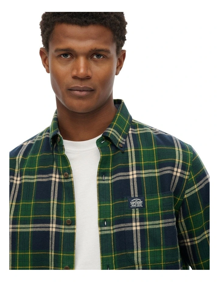 Cotton Lumberjack Long Sleeve Shirt in Peyton Check Navy image 3