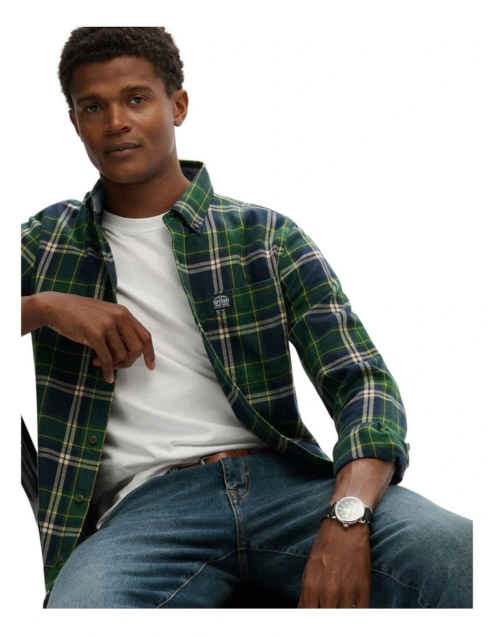 Cotton Lumberjack Long Sleeve Shirt in Peyton Check Navy image 4