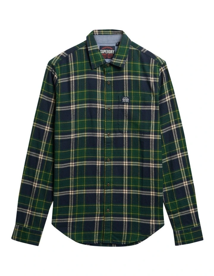Cotton Lumberjack Long Sleeve Shirt in Peyton Check Navy image 7