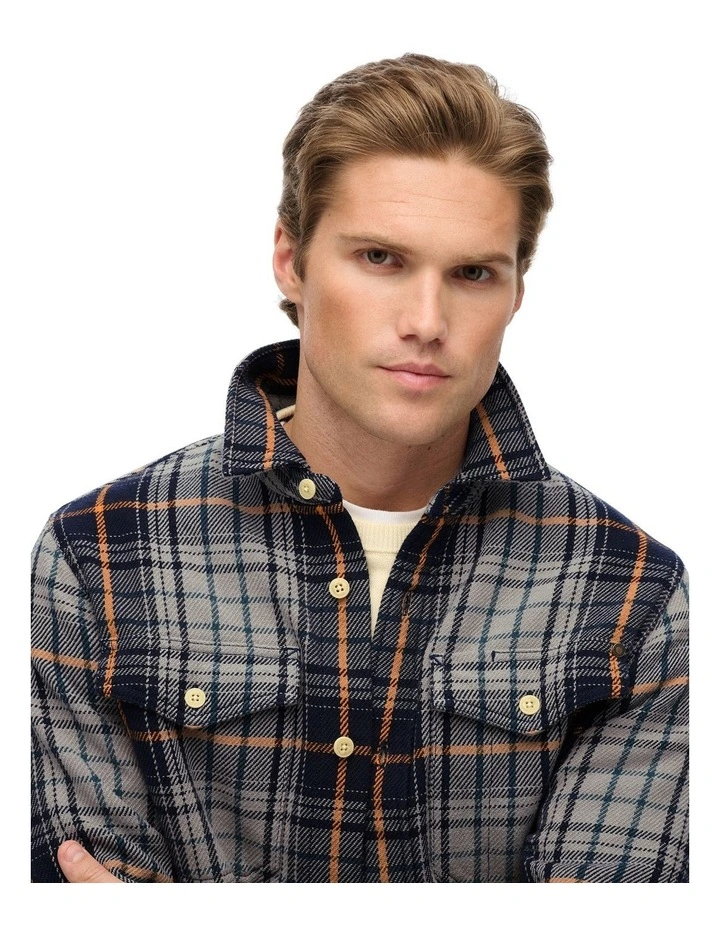 Merchant Heavy Checked Shirt in Homestead Ombre Navy image 3