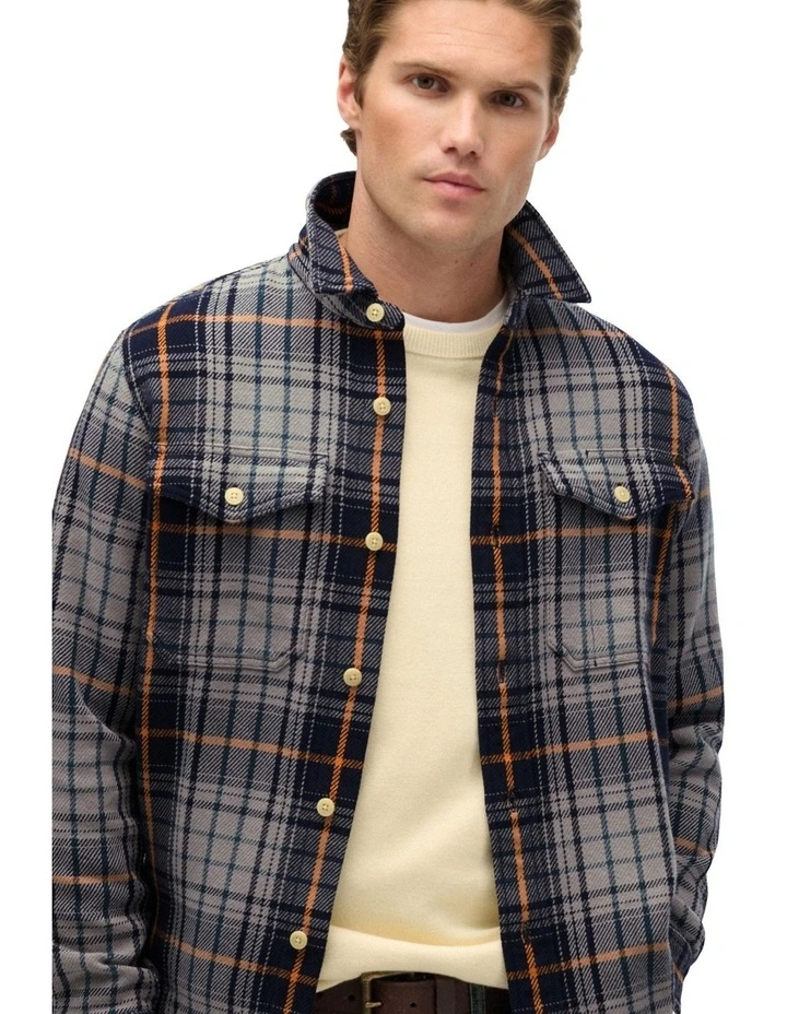 Merchant Heavy Checked Shirt in Homestead Ombre Navy image 4