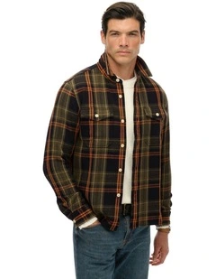 Merchant Heavy Checked Shirt in Peyton Check Black