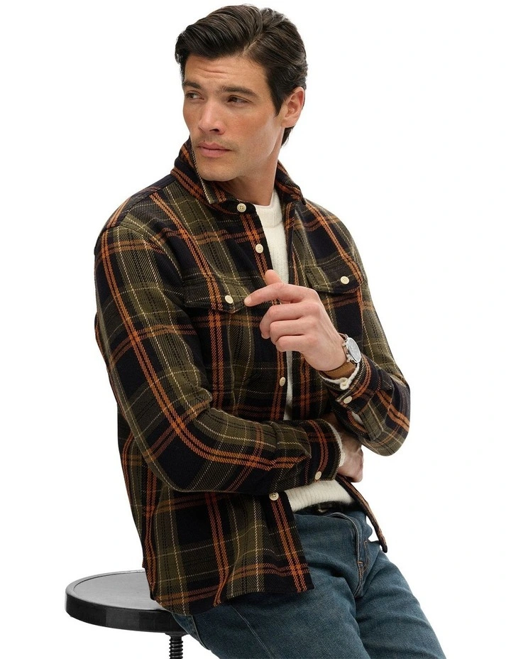 Merchant Heavy Checked Shirt in Peyton Check Black image 3