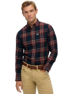 Cotton Lumberjack Long Sleeve Shirt in Michigan Check Navy