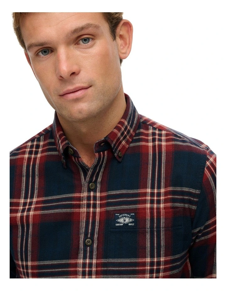 Cotton Lumberjack Long Sleeve Shirt in Michigan Check Navy image 3