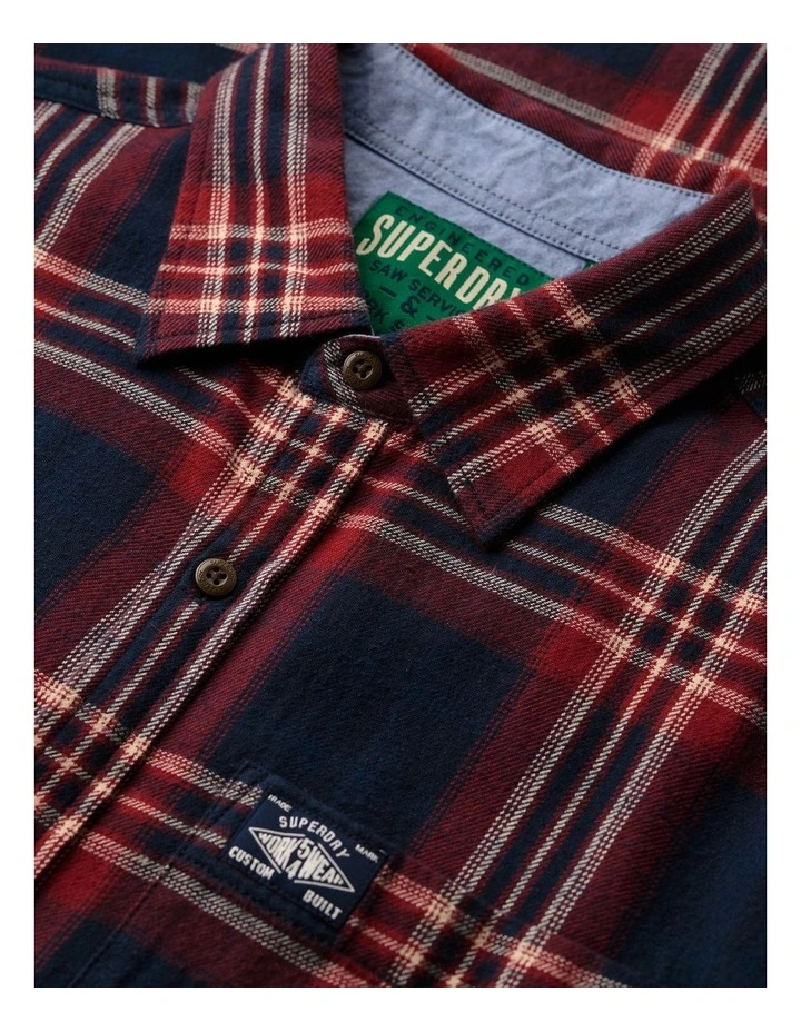 Cotton Lumberjack Long Sleeve Shirt in Michigan Check Navy image 6