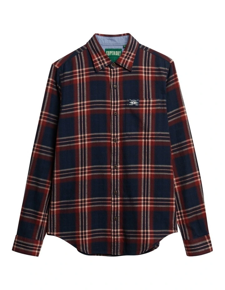 Cotton Lumberjack Long Sleeve Shirt in Michigan Check Navy image 7