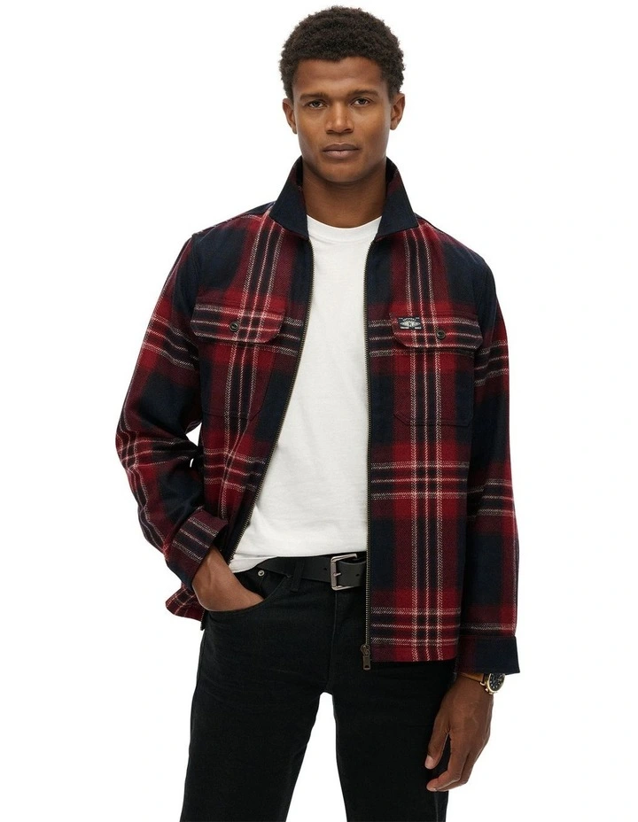 Wool Miller Zip Overshirt in Michigan Check Navy image 1