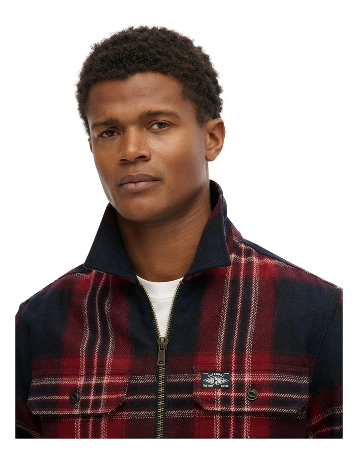 Wool Miller Zip Overshirt in Michigan Check Navy image 3