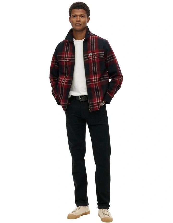 Wool Miller Zip Overshirt in Michigan Check Navy image 4