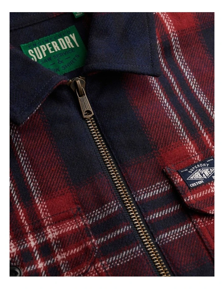 Wool Miller Zip Overshirt in Michigan Check Navy image 5
