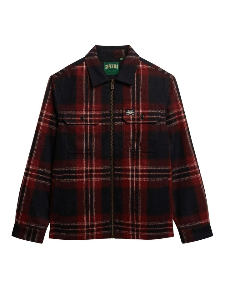 Wool Miller Zip Overshirt in Michigan Check Navy image 6