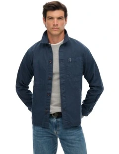 Merchant Linen-Blend Overshirt in Lauren Navy