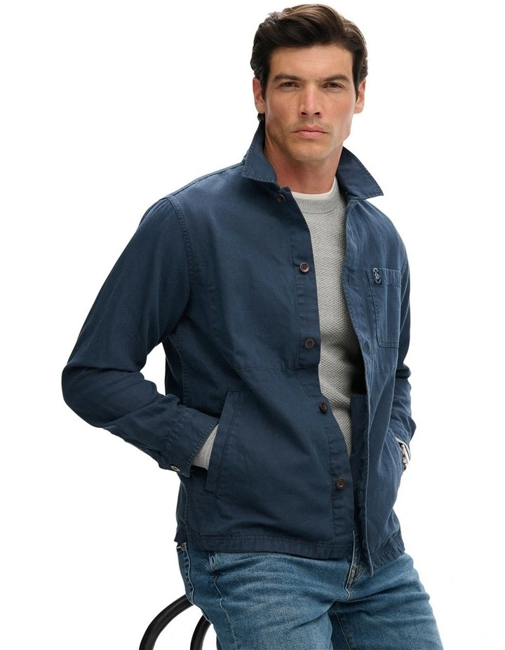 Merchant Linen-Blend Overshirt in Lauren Navy image 4