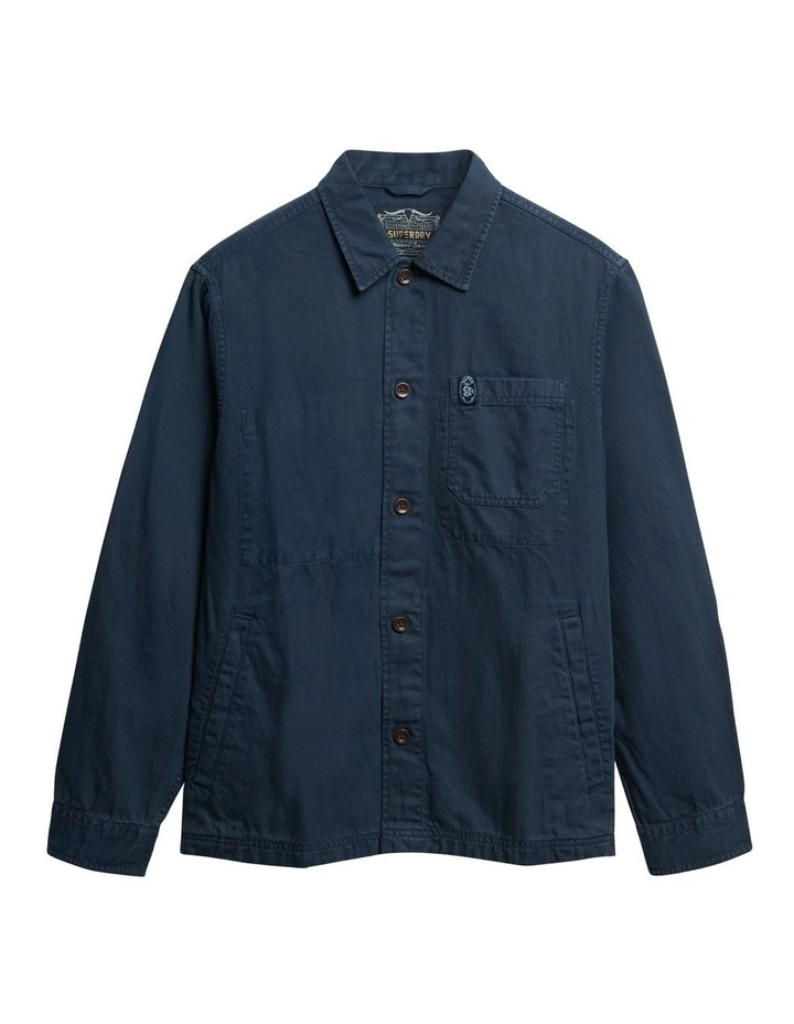 Merchant Linen-Blend Overshirt in Lauren Navy image 7
