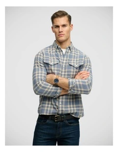 Merchant Lite Check Shirt in Flint Blue Check