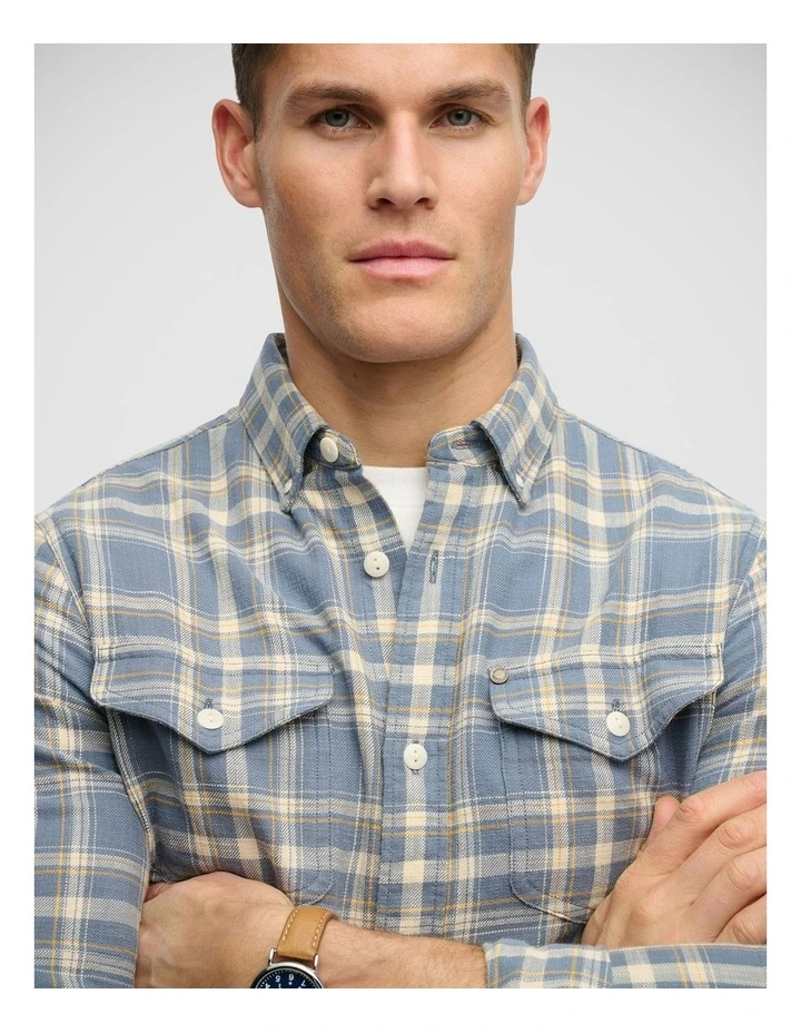 Merchant Lite Check Shirt in Flint Blue Check image 3