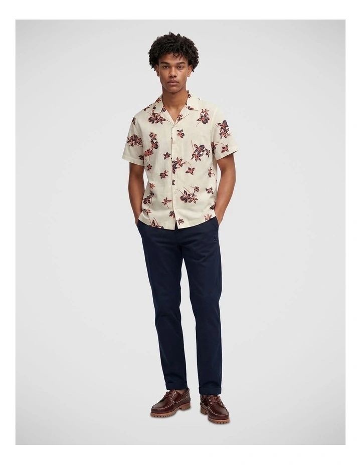 Cabana Print Short Sleeve Shirt in Lotus Flower Off White image 5
