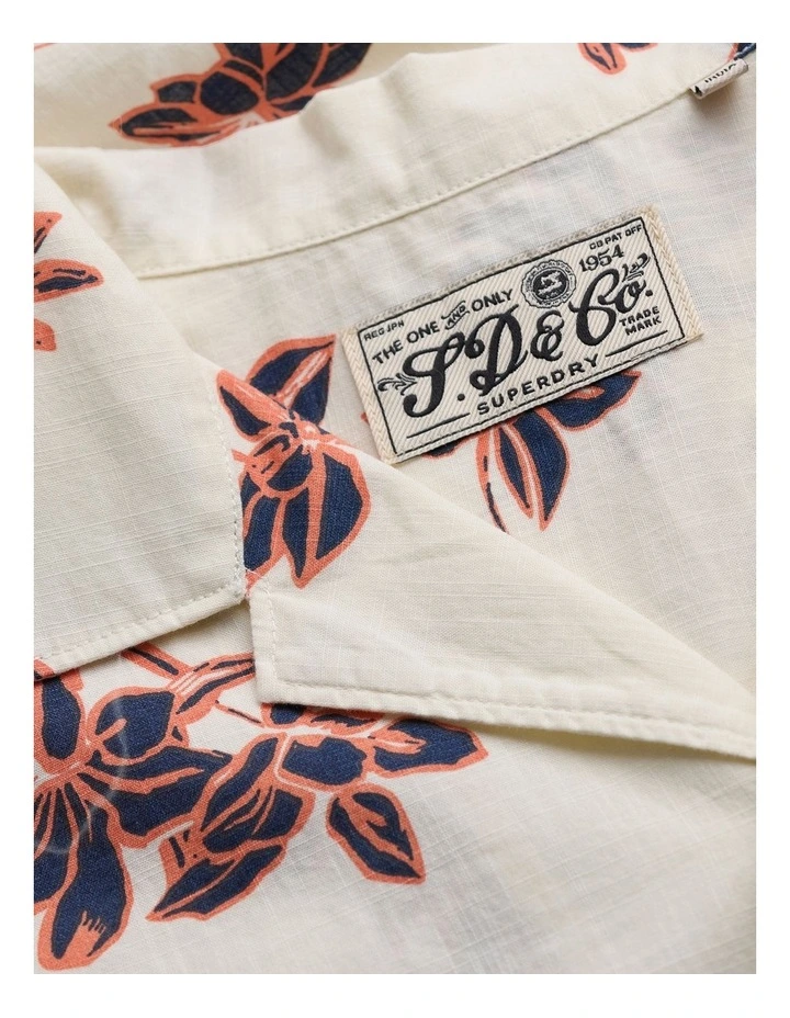 Cabana Print Short Sleeve Shirt in Lotus Flower Off White image 6
