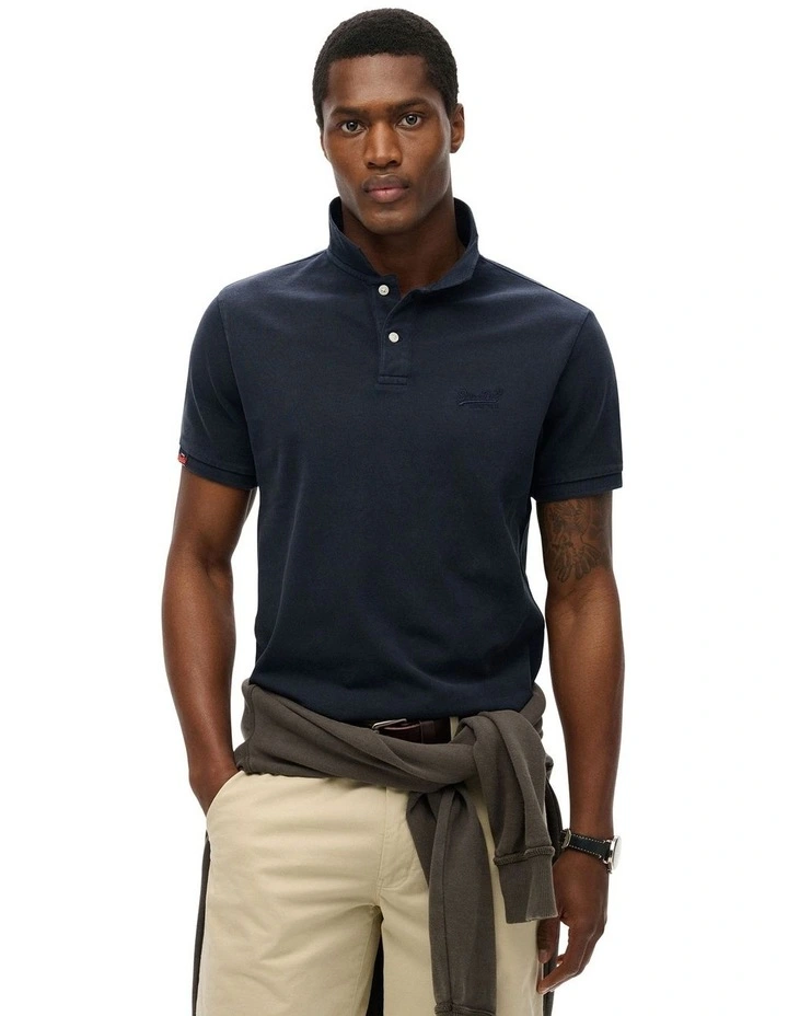 Vintage Destroy Polo Shirt in Eclipse Navy image 1