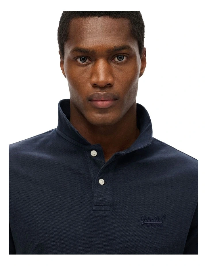 Vintage Destroy Polo Shirt in Eclipse Navy image 2