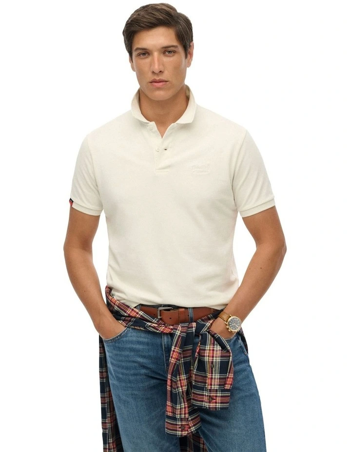 Vintage Destroy Polo Shirt in Chalk White image 1