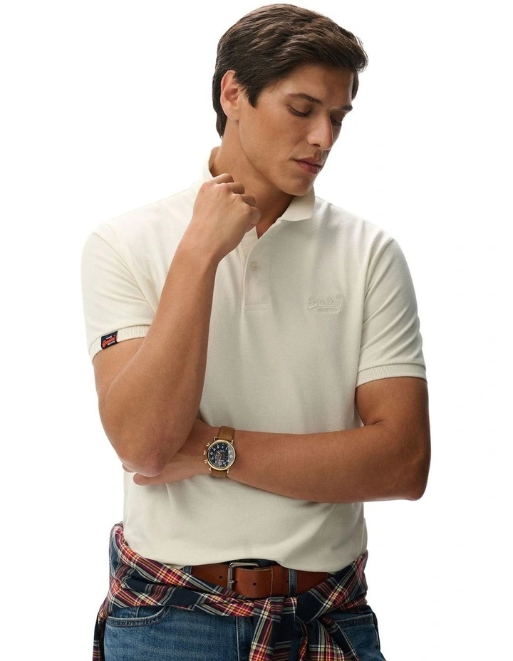 Vintage Destroy Polo Shirt in Chalk White image 3