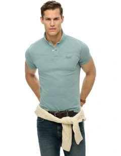 Vintage Destroy Polo Shirt in Tourmaline Blue