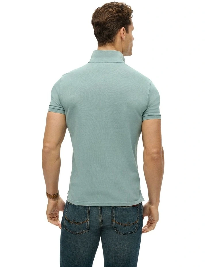 Vintage Destroy Polo Shirt in Tourmaline Blue image 2